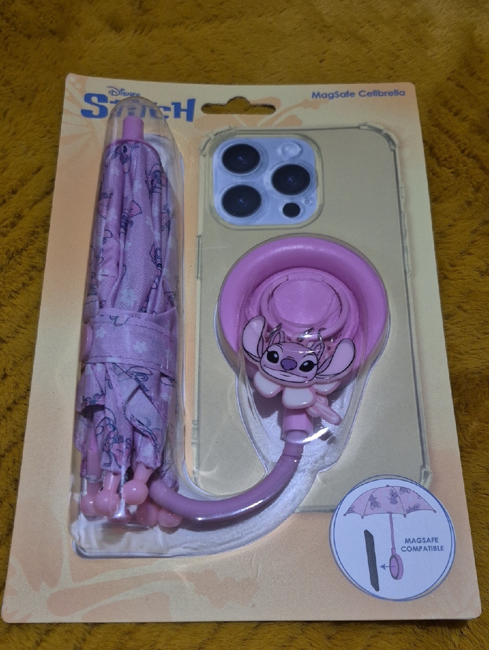 Disney Stitch Pink MagSafe Cellbrella Phone Ring Umbrella Accessory